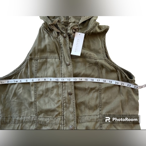 Kenneth Cole Reaction Olive Green Military Hooded Vest - Picture 7 of 12